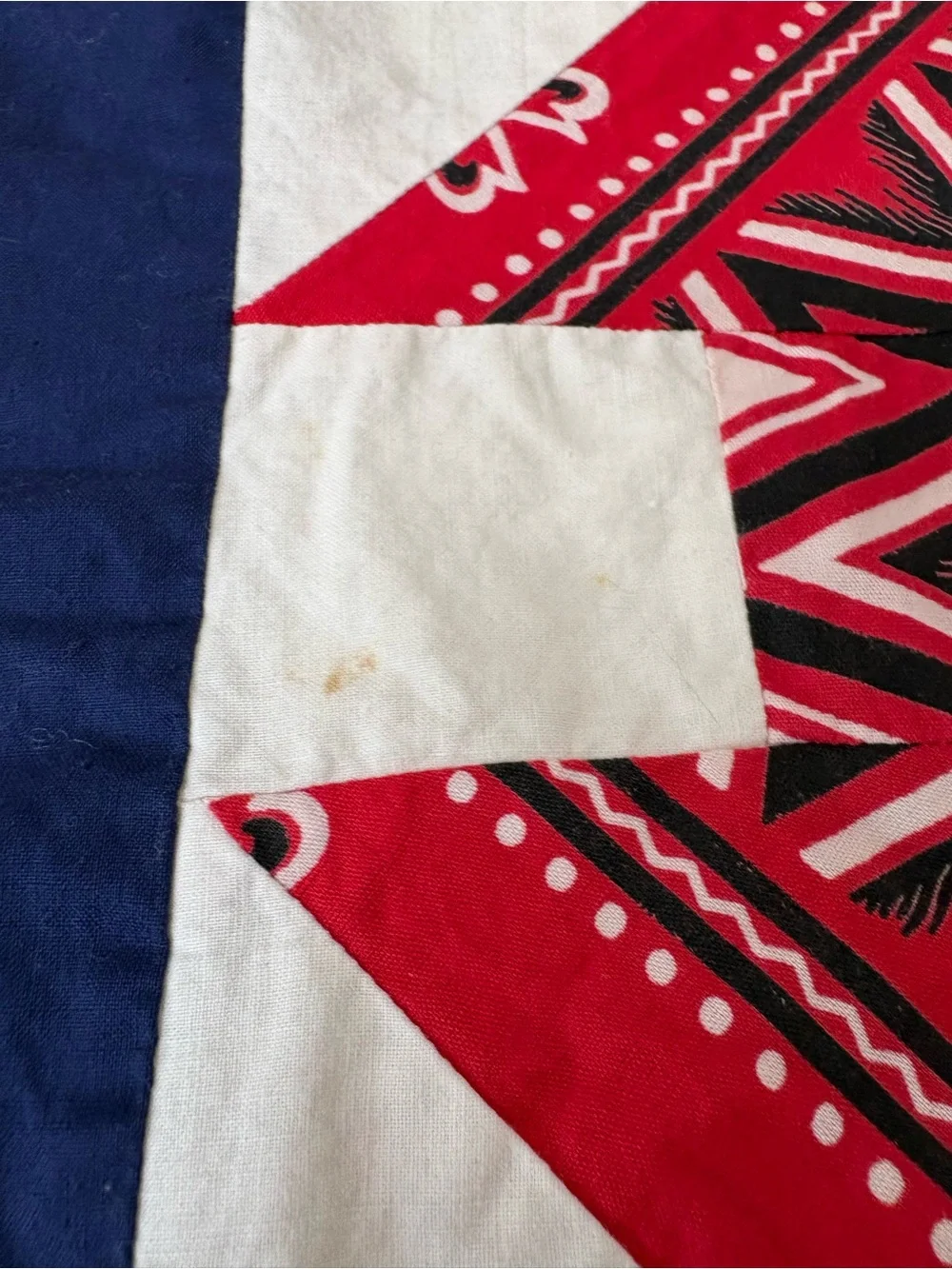 Vintage quilt top cutter upcycle projects cotton handmade machine stitched 85x72